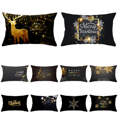 Gm121 Black Gold Series Christmas Peach Skin Velvet Lumbar Cushion Cover Home Accessories Cushion Cover Custom Sofa Cushion Cover