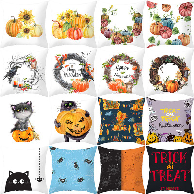 GM 1.17 Million Halloween Pumpkin Pillowcase Graphic Customization Peach Skin Home Decoration Cushion Lumbar Cushion Cover