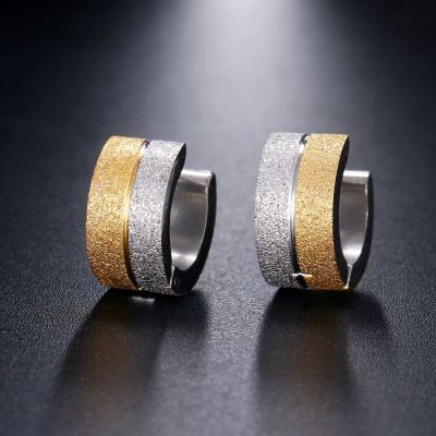 Cross-Border New Popular European and American Men's and Women's High-End Stainless Steel Rare Sand Earrings Fashion 