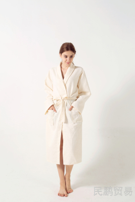 Waffle Pure Cotton Five-Star Hotel High-End Bathrobe Solid Color and Plain 2020 New