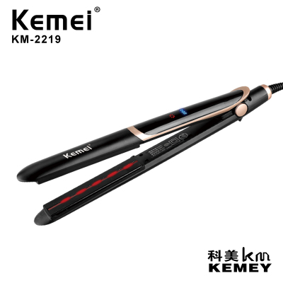 Cross-Border Factory Direct Sales Kemei KM-2219 Hair Straightener Splint LCD Display Rapid Heating