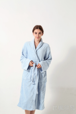 High-End Pure Cotton Plain Pure Color Bathrobe Absorbent Fabric Heavy Weight Pure