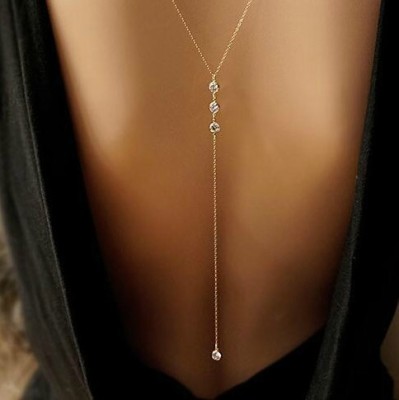 Simple Rhinestone Backless Back Chain Necklace Body Chains Back Necklace Simple Women 'S Back Chain