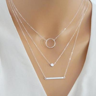 AliExpress New Products Ornaments European and American Simple Multi-Element Combination Fashion All-Match Aperture Metal Bar Necklace