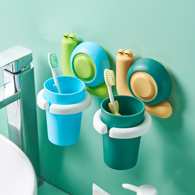 Children's Toothbrush Holder Punch-Free Toothbrush Rack Cartoon Cute Tooth-Cleaners Shelf Wall-Mounted Bathroom Toothbrush Holder
