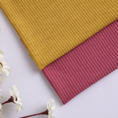 Rib Cloth Elastic Sunken Stripe Rib Cloth Double-Sided Polyester Ammonia Thread Fabric Fashion Decorative Cloth Vertical Bar Jacquard