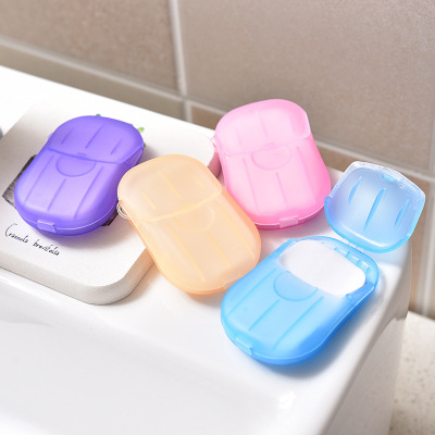 Travel Disposable Soap Slice Portable Soap Hand Washing Piece Travel Portable Cleaning 20 Pieces Soap Sheet Mini Box