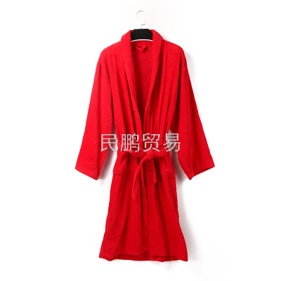 2020 New Pure Cotton Fleece Bathrobe Pure Red High-End Export Customization