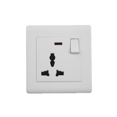 86-Type Plastic Spray Paint Large Plate White One-on Multi-Function Switch with Indicator Light