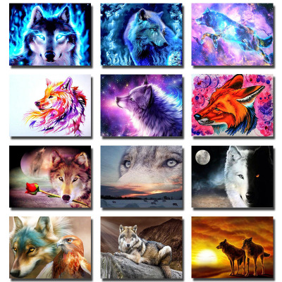 5D Diamond Painting Cross Stitch Living Room Animal Wolf AliExpress New Foreign Trade Diamond Embroidery Factory Direct Sales