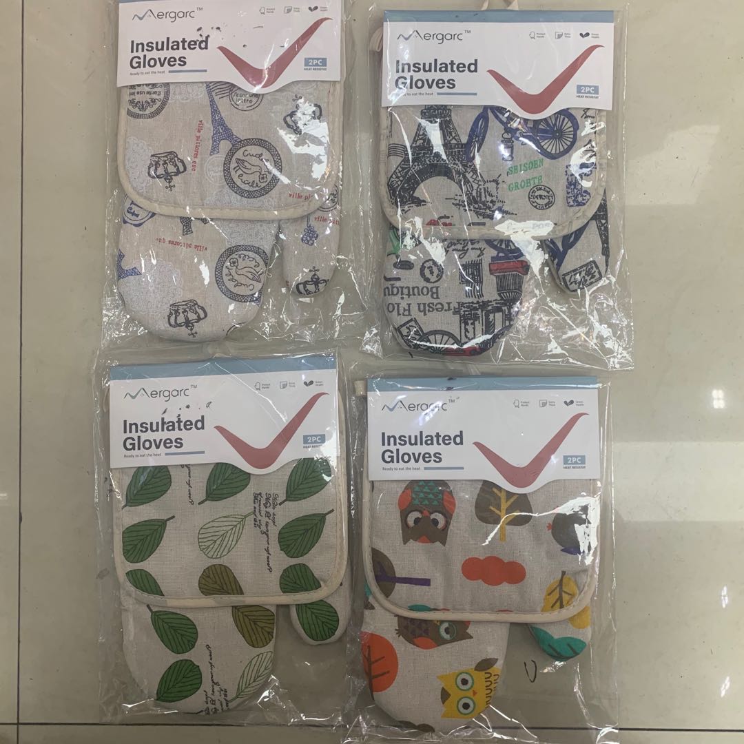 日用百货新款棉麻微波炉手套隔热手套垫子工厂直销