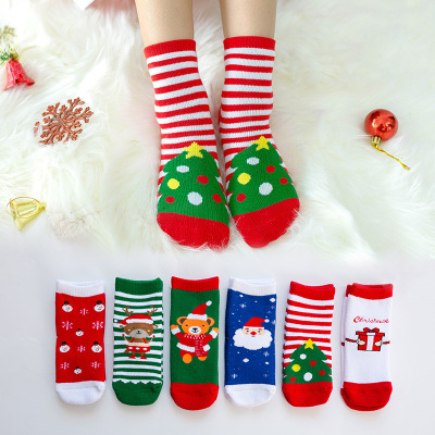 Autumn and Winter Thickening Children's Terry Christmas Socks Cute Cartoon Baby Terry Christmas Socks Children's Socks Factory Direct Supply