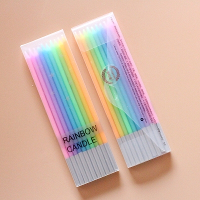 Wholesale Birthday Candle Creative Rainbow Gradient Color Long Brush Holder Candle Birthday Cake Candle Slender Birthday Candle