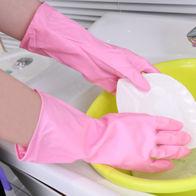 Household Gloves PVC Color Short Cleaning, Laundry, Dishwashing and Floor Mopping Special Extra Thick and Durable Oil-Proof and Stain-Proof