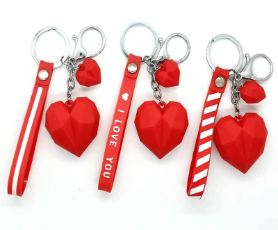 Customized Creative Geometric Cut Love Keychain Girly Red Peach Heart Handbag Pendant Couple Small Gifts Wholesale