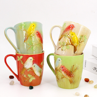 Foreign Trade Nordic Creative Furnishings Decoration Ceramic Crafts Bird Owl Water Cup Mug Beer Steins