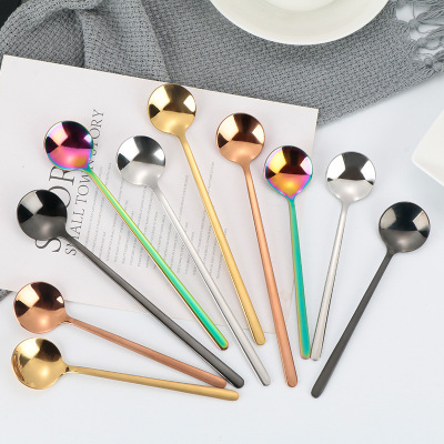 Colorful Stainless Steel Tablespoon Gold-Plated Titanium Coffee Spoon Spoon Korean Spoon Dessert Spoon Custom Logo