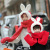 Winter Neck Warmer One-Piece Hooded Parent-Child Cute Rabbit Ears Warm Thickened Fleece Scarf Gloves Hat Three-Piece Set