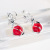 Red Agate Zircon Earrings Small Flower Earrings Red Pearl Festive Earrings Factory Straight Earrings No Ear Hole Cat Eye Earrings