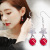 Red Agate Zircon Earrings Small Flower Earrings Red Pearl Festive Earrings Factory Straight Earrings No Ear Hole Cat Eye Earrings