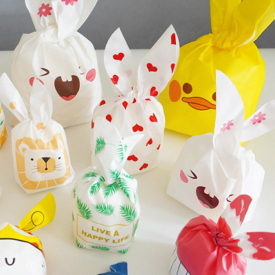 50 PCs Snack Packaging Bag Bunny Long Ears Pastry Bag Cookies Pastry Cookies Candy Gift Bag