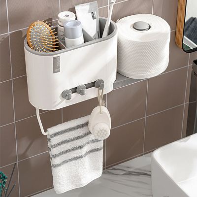 Punch-Free Chopsticks Holder Kitchen Wall-Mounted Tableware Drainer Toilet Bathroom Roll Holder Towel Storage Rack