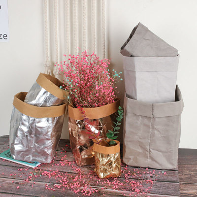 Washed Tear-Proof Kraft Paper Bag Creative Ins Nordic Style Imported Flower Pot Dried Flower Rose Flower Pot