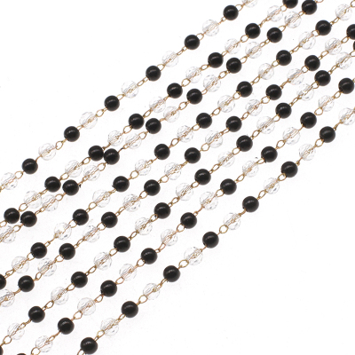 Black Pearl + Crystal Handmade Chain DIY Clothing Jewelry Accessories