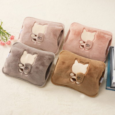 S Back Cat Cute Plush Explosion-Proof Rechargeable Hot Water Bag Hand Warmer Non-Removable and Washable