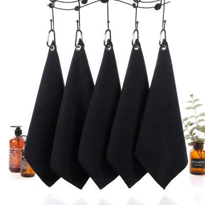 Microfiber Black Pineapple Lattice Hook Small Towel Small Towel Golf Ball Head Cleaning Absorbent Towel