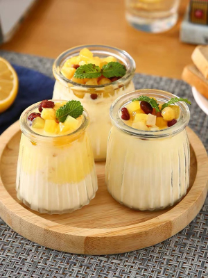 Pudding Bottle Mousse Cup Glass Pudding Cup a Bottle of Yogurt Glass Bottle Baking Mold with Lid Yogurt Cup High Temperature Resistance