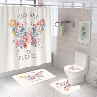 Graphic Customization Mildew Anti-Water 3D HD Digital Printing Butterfly Polyester Bathroom Shower Curtain and Had to Scrunch