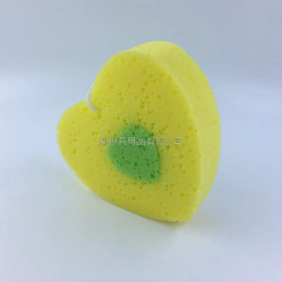 Heart-Shaped Bath Sponge Heart-Shaped Simple Bath Cleaning Sponge with Lanyard Foaming Evenly without Hurting Skin
