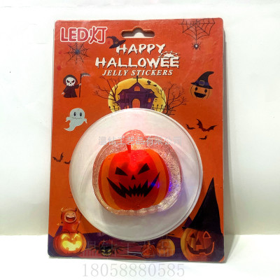 New Halloween LED Light Jelly Glue with Light Window Stickers Glass Paster Halloween Ghost Festival Cartoon Luminous Stickers