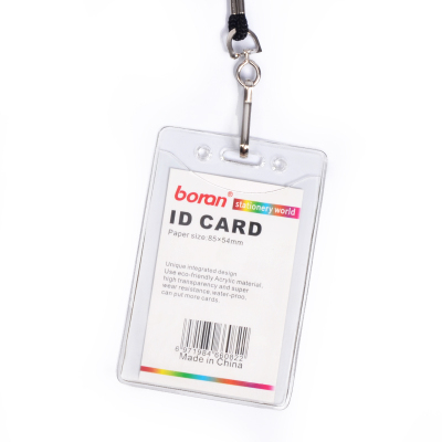 Wholesale Custom Thick PVC Soft Film Card Sleeve Vertical Student Card Holder Transparent Working Name Tag Exhibition Card Card Insert Holder