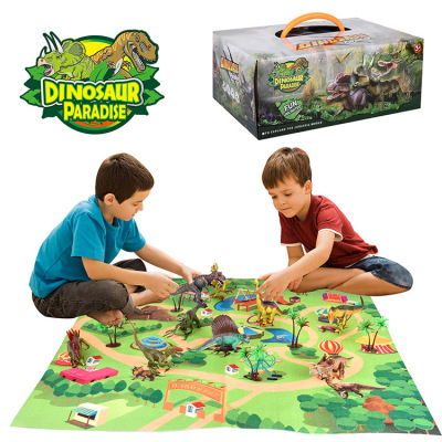 Children's Educational Toys Simulation Large Tyrannosaurus Plastic Solid Dinosaur World Game Carpet Inertial Vehicle Scene