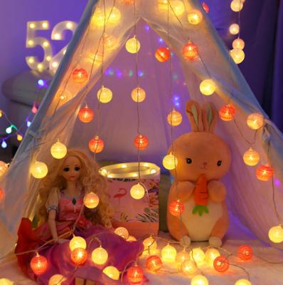 Hot Sale Thailand Led Cotton Ball Lighting Chain Girl's Room Decorative Color Lighting Chain Christmas LED Lighting Chain Wholesale