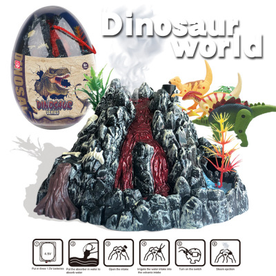 Dinosaur World Transformer Dinosaurs Toy Simulation Volcano Eruption Model Children's Animal Jurassic World Suit