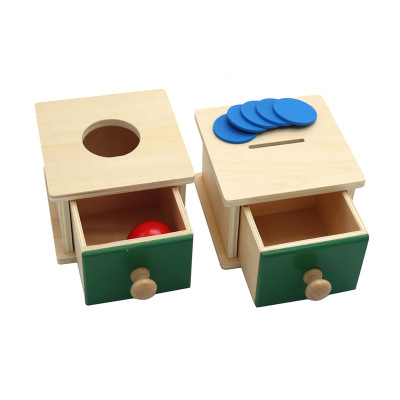 Early Childhood Education Montessori Teaching Aids round Drawer Box round Ball Square Box Wooden Puzzle Early Education Toys for Babies