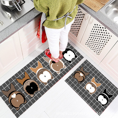 厨房专用长条地毯吸水防滑进门地垫走廊过道卧室床边长条卡通免洗