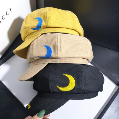 Korean Hat Women's Autumn and Winter New Fashion Moon M Letter Octagonal Hat New Korean Style Simple Navy Hat Trendy