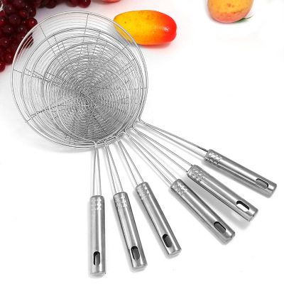 Wholesale Stainless Steel Line Leakage Filter Spoon Multi-Specification Long Handle Strainer Oil Grid Noodles Strainer Removing Oil Residue Hot Pot