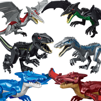 Factory Direct Sales Large Jurassic Dinosaur Building Blocks Toy Pterosaur Tyrannosaurus Raptor Heavy Claw Dragon Ice and Fire