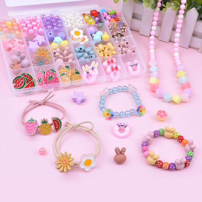 24 Grid Children Beaded Educational Toys Handmade DIY Material Kit Beads Girls Necklace round Beads Wholesale
