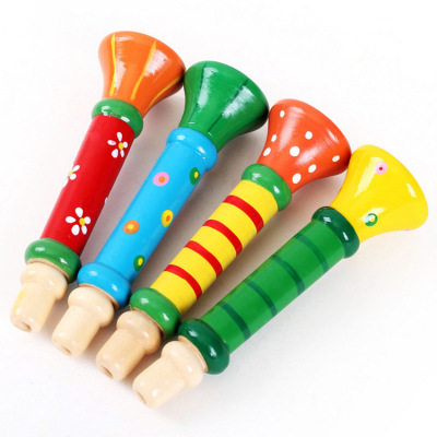 Factory Direct Sales Wooden Children's Trumpet Toy Wooden Whistle Musical Instrument Infant Early Childhood Education