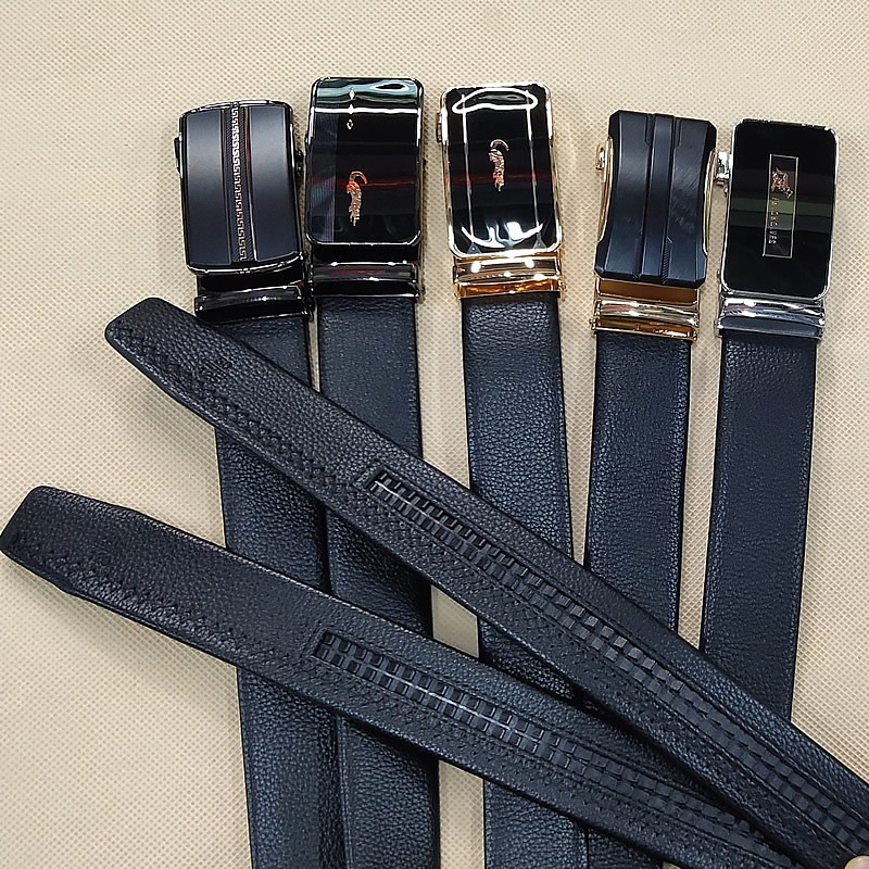 男士包边牛皮自动皮带 时尚休闲男式裤带 精美简约合金自动扣批发