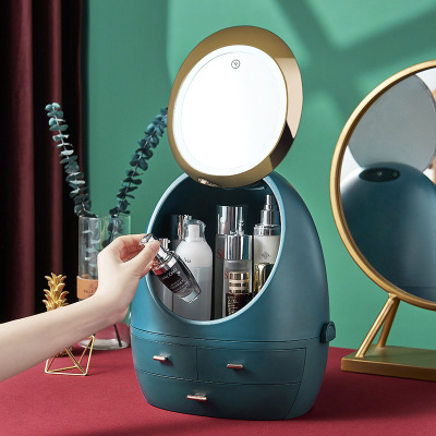 Internet Celebrity Led Makeup Mirror Storage Box with Light Fill Dormitory Students Desktop Desktop Vanity Mirror Integrated Portable