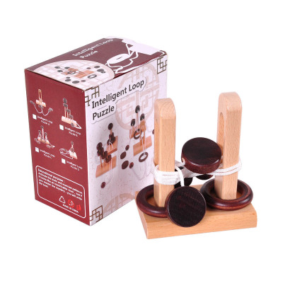 Classical Wooden Educational Toys Adult Intelligence Toys Unlock Unlock Unwinding Unrope Intelligent Double Ring