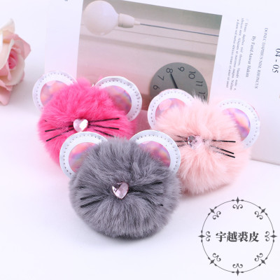 Small Pet Creative Rex Rabbit Bell Bag Female Car Key Chain Pendant Plush Doll Fur Ball Keychain