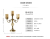 American Classical Metal Glass Three-Head Candlestick European Model House Retro Living Room Dining Table Entrance Decoration Ornaments